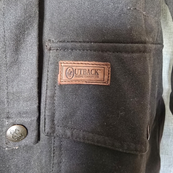 The Outback Trading Company Bush Ranger Saddle Jacket Brown Size S Oiled Vtg 90s - Picture 2 of 4